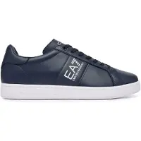 Emporio Armani Unisex. 7X000332_AF10848 Klassische Leder Turnschuhe Marine (42), Wohnung, 1 bis 3 cm, Schnürsenkel, Lässig