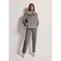 MADELEINE Kurzjacke "Jacke Webpelz-Kurzjacke mit Stehkragen", Damen, Gr. 38, grau (graphit), Obermaterial: 100% Polyester PES., Modern, normal, Jacken Kurzjacke, Stehkragen