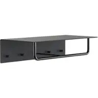 Frost - Unu Wandgarderobe mit Haken und Stange, schwarz/schwarz, 600 mm