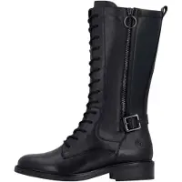 Remonte Schnürstiefel , Damen, Gr. 39, wärmend, Normalschaft, schwarz, Leder, Lederimitat, unifarben, Schuhe Schnürstiefel, Stiefel mit Reißverschluss und Zierschnalle