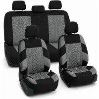FH GROUP Autositzbezüge, komplettes Set, graues Premium-Tuch, universelle Passfo