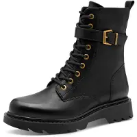 Tamaris Damen Stiefelette Combat Boot mit schöner Schnalle 1-25228-45, Größe:38 EU, Farbe:Schwarz