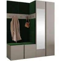 Mirjan 24 Garderoben-Set Orion XII, Garderobe mit Sitzbank mit 11 x Wandpanel 42x42 (Farbe: Cashmere, Polo 889)