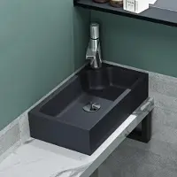Merkloos Waschbecken mit Ablauf, 46x26x11 cm, aus mineralischem Gussstein