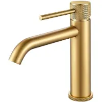 Merkloos Omgoods – Goldfarbener Badezimmer-Mischwasserhahn mit hoher Ausgießerarmatur