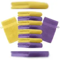 Betz 10 Stück Waschhandschuhe PREMIUM 100% Baumwolle Waschlappen Set 16x21 cm Farbe lila und gelb