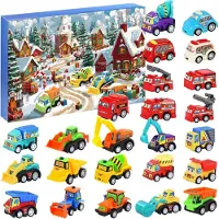 Merkloos Adventskalender Auto 2025, 24 Überraschungen, Fahrzeuge und Baufahrzeuge, für Kinder 3-9 Jahre