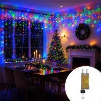 XINZI Eisregen-Lichtvorhang 15m 600LED Farbig, 8 Lichtmodi, Speicherfunktion, Weihnachtsdeko Fenster Wand Deko