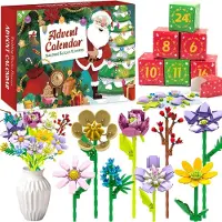 Beherger Blumen Adventskalender 2026 für Frauen – 24 Tage Bauset24 Blumen-Bausätze mit 4,9 mm ABS-Bausteinen, kompatibel mit Marken Kreatives Geschenk mit Anleitung für Erwachsene & Kinder