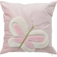 Unyqoos Kissen 40x40 cm – Zierkissen mit Schmetterling-Aufdruck, Rosa/Weiß, abnehmbarer Bezug & Reißverschluss