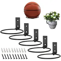 Sonstiges Ballhalterung Wand, 5-teiliges faltbares Ballregal mit Schrauben, für Basketball, Fußball, Volleyball, 10 cm