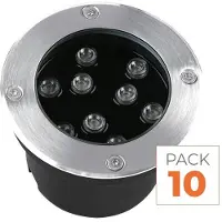 Silamp Pack mit 10 Stück – Einbaustrahler für den Außenbereich, 9W, IP67, 220V, Abstrahlwinkel 30°, Durchmesser 120 mm – Kaltweiß, 6000K - 8000K