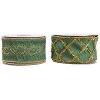 Décoris Band Pes Faden Länge 1000 und Breite 6 cm dunkelgrün assorti 2 (geel;groen)