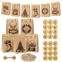 Dripio Adventskalender zum Befüllen, 24 Tüten, Kraftpapier, Vintage