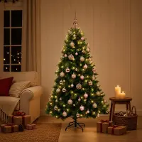 Syfax Künstlicher Weihnachtsbaum mit Weihnachtskugel 150 cm 150 LEDs