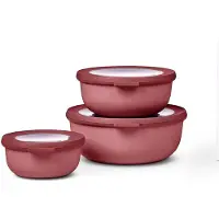 Mepal Set Multischüssel Cirqula - Mikrowellengeschirr - Multikom flach, 3-teilig (350+750+1250 ml) - Vivid mauve - Meal prep boxen