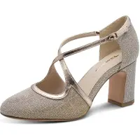 Tamaris Damen Pumps mit gekreuzten Riemchen und Blockabsatz 1-22454-47, Größe:36 EU, Farbe:Gold