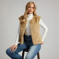 L'amore Couture Damen - Springfield Kunstfellweste - Natural