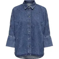 ONLY Jeansbluse "ONLGRACE 3/4 RHINESTONE MB DNM SHIRTNOOS" mit Strasssteinen