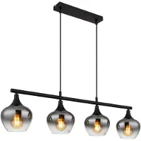Globo Lighting LED Hängeleuchte, Glas, rauchfarben, 4 Flammig, H 120 cm