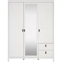 CALICOSY - Kleiderschrank mit 3 Türen, davon eine mit Spiegel, und 2 Schubladen, weiß, Breite 150 cm - BARCELONE
