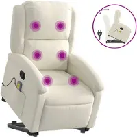 vidaXL Massagesessel mit Aufstehhilfe Creme Samt
