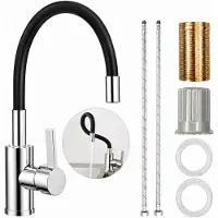 Sonstiges Küchenarmatur 360° Drehbar Flexibler Auslauf Edelstahl Spültischarmatur Wasserspar-Aerator Schwarz