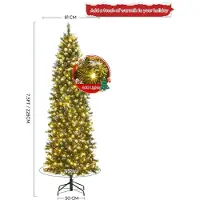 StarTech.com Weihnachtsbaum - Schmaler künstlicher Weihnachtsbaum - 229 cm - Beflockt - Gemischte Zweige - Automatisch aufklappbar - Mit Tannenzapfen