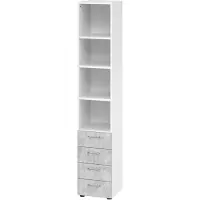 Hjh OFFICE PRO BETA 9 | Schrank mit 4 Schüben | 6 OH - Weiß/Beton