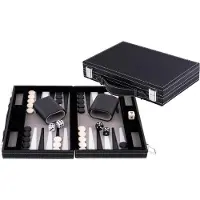 Longfield Backgammon Set 11" Grau/Schwarz/Weiß - im Koffer