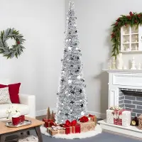 Sonstiges Künstlicher Weihnachtsbaum 180cm Silberfarben Zusammenklappbar