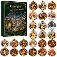 Axvcuxio Adventskalender 24 Tage mit Kristallkugel Acryl Anhänger,2D Christbaumschmuck Weihnachtskalender für Kinder und Erwachsene