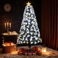 Oyajia Künstlicher Weihnachtsbaum 90 cm Faseroptik, LED-Stern, 8 Lichtmodi, Farbwechsel