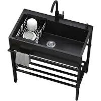 Markenlos Spüle Edelstahl-Waschtischset 80x45 cm mit Armatur – Für professionelle und private Nutzung