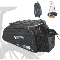 Sonstiges Fahrradtasche 3 in 1 für Gepäckträger, 10L, wasserdicht, reflektierend, mit Schultergurt, Schwarz