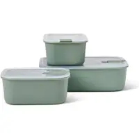 Mepal EasyClip Frischhaltedose, 3-teilig, 2 x 700 ml + 1.5 L, Auslaufsichere Aufbewahrungsdosen mit speziellem Lüftungsventil im Deckel, Farbe: nordic sage