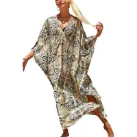Merkloos Solidchoice – Lockerer Kaftan im Bohemian-Stil mit Blumenmuster, ideal für den Strand
