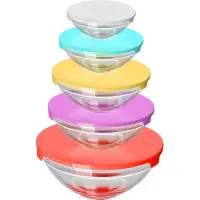 Cheffinger , 5-teiliger Lebensmittelbehälter aus Glas mit Plastikdeckeln., Transparent