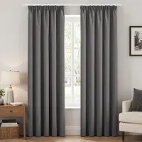 Merkloos Set aus 2 Verdunkelungsgardinen mit Faltenband, Grau, 215 cm