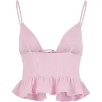 Urban Classics Ladies Waffle Pique Ruffle Top - 137877
