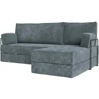 Masseno Ecksofa NOTIA mit Metallgestell, Modulares Schlafsofa aus Schaumstoff, Klappbares Bodensofa, Schlaffunktion - Grau, POSO 60