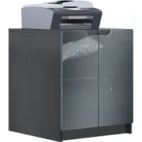 Vladon Druckerkommode Logan, Germany, Aktenschrank mit 2 Fächern und 2 Türen, Korpus in Schwarz matt, Fronten in Grau Hochglanz (51 x 60,5 x 54 cm)