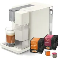 Tchibo Qbo Kapselmaschine, MILK MASTER, White Cashmere, inkl. 16 Kapseln Premium Kapselmaschine für Milchspezialitäten, Espresso, Caffè Crema und Caffè Grande, PressBrew Technologie