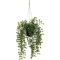 Mica Decorations Ficus Künstliche Hängepflanze im Topf - H46 x Ø20 cm - Grün