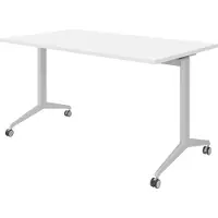 Bümö Seminartisch klappbar & fahrbar - Nachbildung: Weiß, Gestell: Silber, Größe: 140 x 80 cm