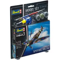 Revell Modellbausatz Flugzeug 1:72 - Spitfire Mk.IIa im Maßstab 1:72, Level 3, originalgetreue Nachbildung mit vielen Details, , Model Set mit Basiszubehör, 63953, 120 Jahr(e)
