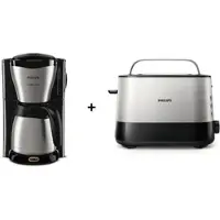 Philips Frühstücks Set (Café Gaia Kaffeemaschine & Viva Collection Toaster) Bundle