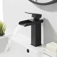 Sonstiges Wasserfall-Waschbeckenarmatur Edelstahl Messing Schwarz einhebig