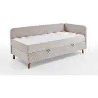 Meise Studioliege Cabana 90x200 cm Eichefarben mit Bettkasten und 7-Zonen-Taschenfederkernmatratze H3