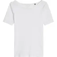 Marc O'Polo T-Shirt "T-shirt, short-sleeve, boat-neck", Damen, Gr. S, weiß, Single Jersey, Obermaterial: 100% Baumwolle, Rundhals, Shirts T-Shirt